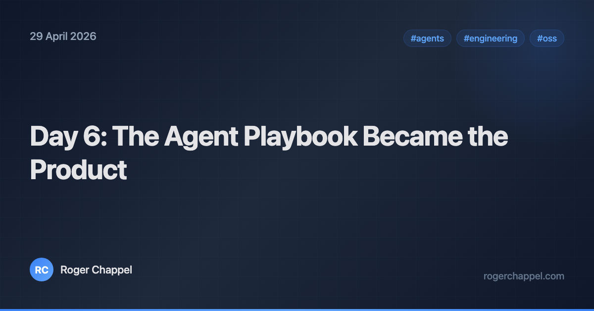 Day 6: The Agent Playbook Became the Product